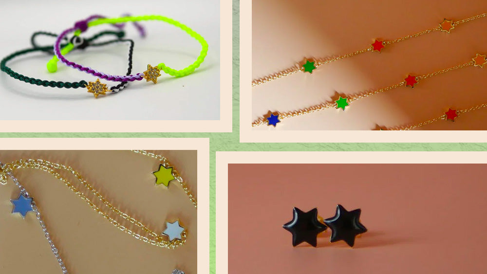 Rainbow Jewish Star Necklace - Mamaleh Jewelry 18 Inches