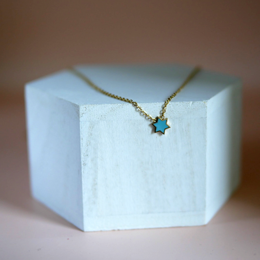 Jewish Star Enamel Necklace