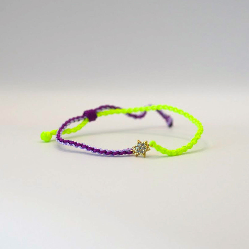 Jewish star friendship bracelet in neon