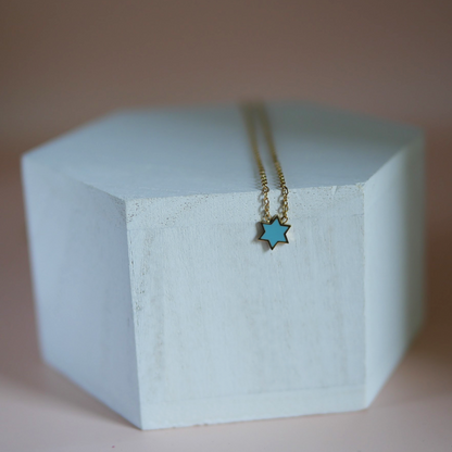 Jewish Star Enamel Necklace