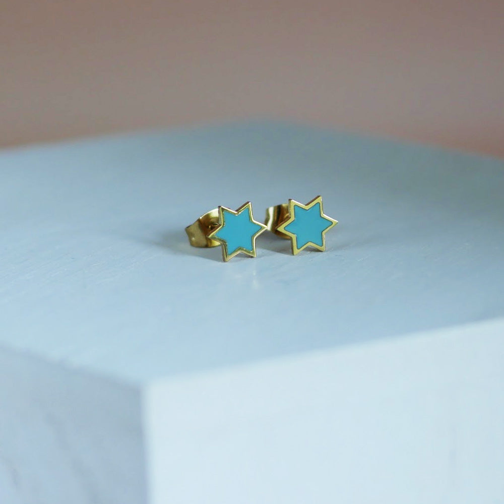 Jewish Star Flat Face Studs