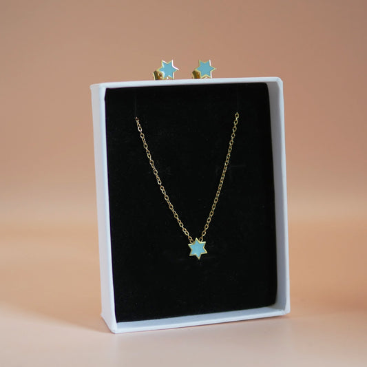 Jewish Star Necklace and Earrings Set