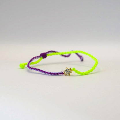 Jewish star friendship bracelet in neon
