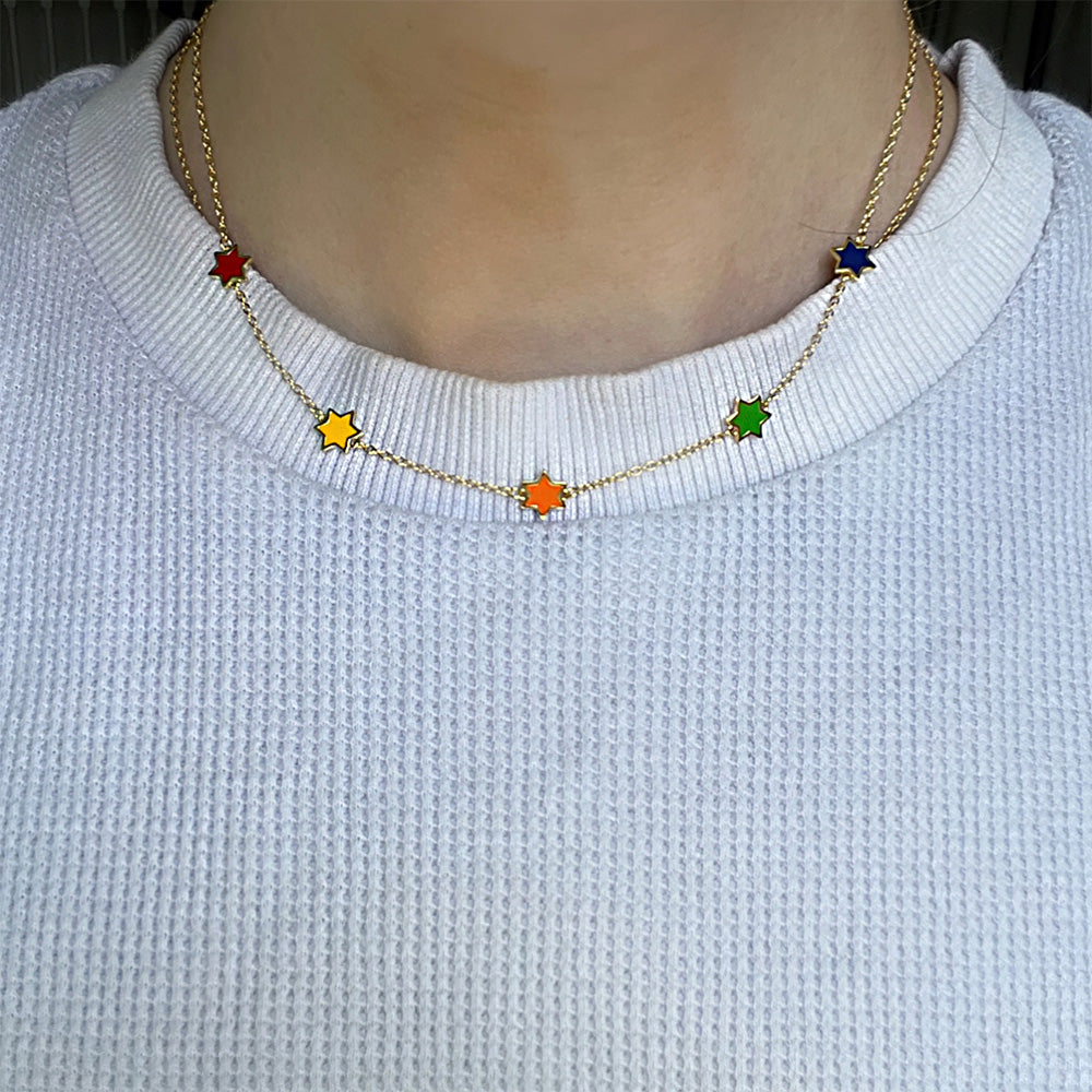 Jewish Star Rainbow Necklace