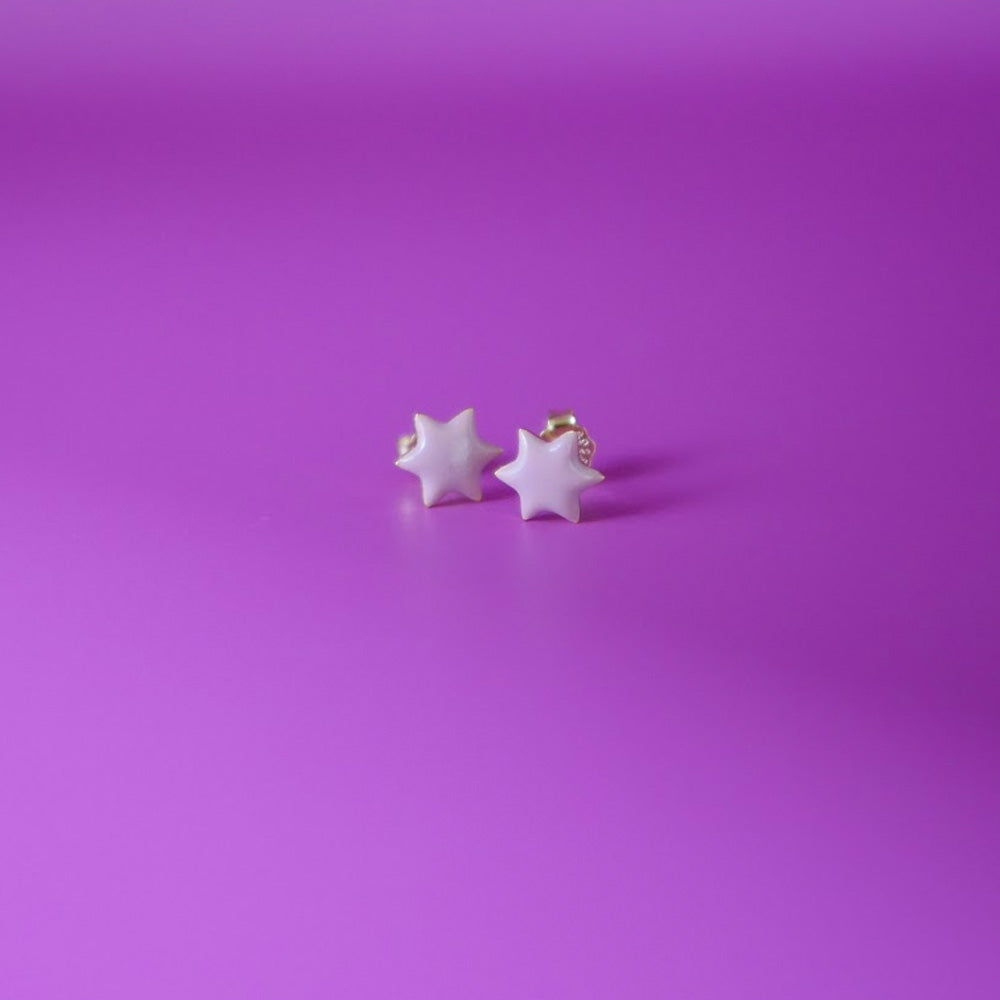 Lavender pair of Jewish star studs in enamel
