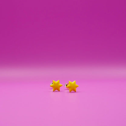 Yellow pair of Jewish star studs in enamel